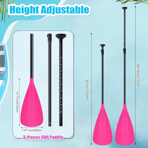 Image of Hollowfly 4 Set of 3 Pieces SUP Paddle Board Paddle Adjustable Paddleboard Lightweight Stand up Oar Aluminum Alloy Floating Replacement Oar Adjustable Aluminum Alloy Shaft for Surfing