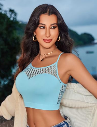 Image of Avidlove Sexy Tops for Women Fishnet Crop Tops Y2k Bralette Hollow Out Camisole Going Out Lingeries Top