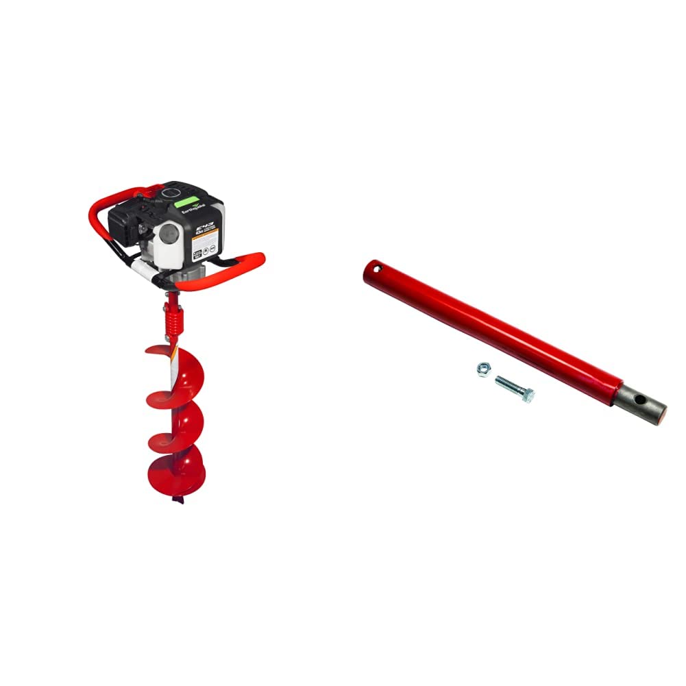 Earthquake 35064 Powerhead & Earthquake EXT12 12-Inch Earth Auger Extension, Durable Powder Coated Steel Construction, Mounting Hardware Included, Red