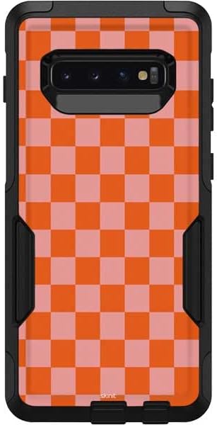 Skinit Decal Skin Compatible with OtterBox Commuter Galaxy S10 Plus - Officially Licensed Skinit Originally Designed Orange Checkered Design