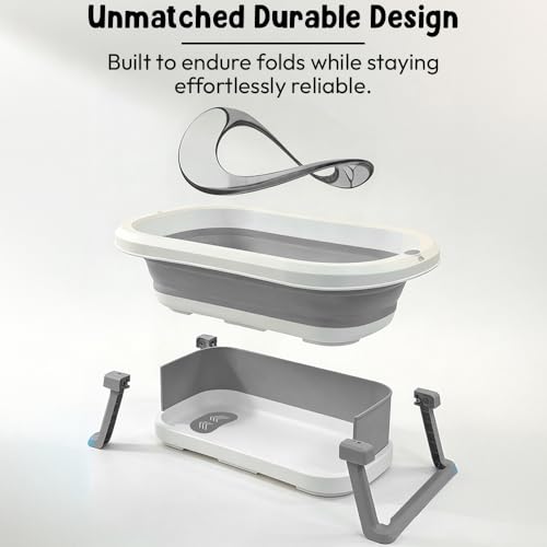 Image of StarAndDaisy Baby Bath Tub for 0 to 5 Years /Bath Tub for Kids 0-3 Years, Tub for Girls & Boys with Foldable Legs, Easy to Store -Grey