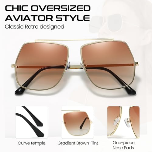 SODQW Oversized Square Sunglasses for Women Trendy Big Large Gold Metal Frame Sun Glasses 2025 Fashion Ladies Shades4