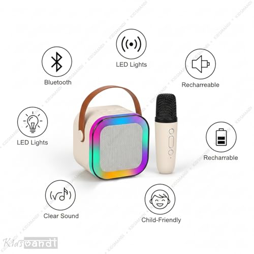 Image of Kids Mandi Mini Karaoke Machine for Kids | Portable Bluetooth Speaker with Wireless Microphone | Fun Singing & Music Toy for Boys & Girls (Multicolour)