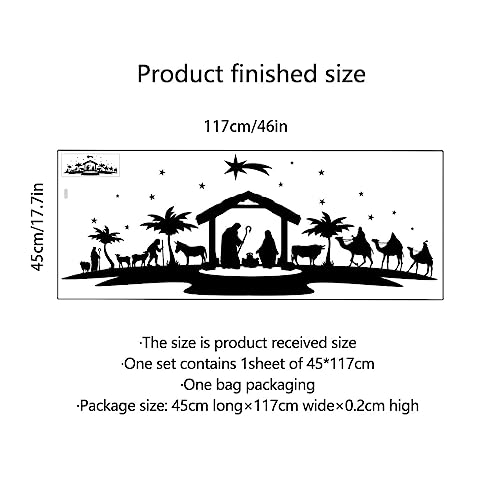 Large Christmas Nativity Scene Wall Decal Religious Nativity Wall Stickers Nativity Scene Wall Decals Decor Removable Modern Decor For Xmas Holiday Baby Room Living Room Bedroom #TOP6