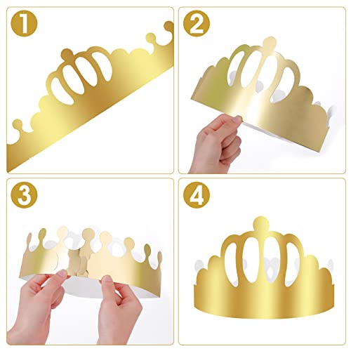 Abellio 20 Stuks Gouden Papieren Kroon, Verjaardag Koning Kronen Gouden Papieren Feesthoeden voor Kinderen Volwassenen… - Image 4