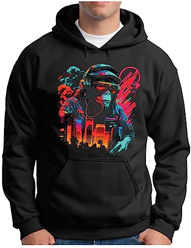 Pull à capuche OM3 avec motif musique pour vos sorties urbaines en noir