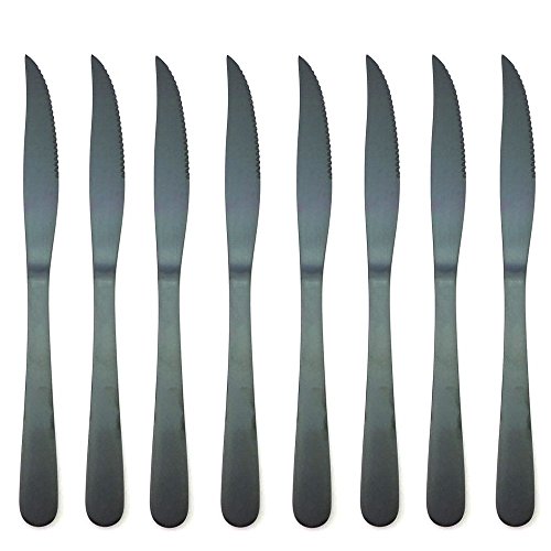 Black 9.84-Inch Steak Knives Set Creative Flatware Sets 8-Pieces Stainless Steel Knives Set Cutting Work, Service for 8