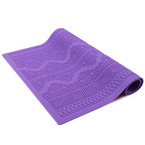 Beasea Fondant Lace Mold, Silicone Lace Mould for Cake Decorating Molds Silicone Shapes Border Decoration, Fondant Impression Mat Purple for Chocolate Sugar Sugarcraft Candy Cupcake Baking Embossing