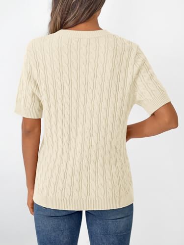 LILLUSORY Short Sleeve Sweater for Women Summer Business Casual Dressy Outfits Work Tops Lightweight Spring Blouses 20254