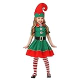 Mericiny Toddler Baby Boys Girls Christmas Elf Costume Santa's Helper Costume Outfit Xmas Clothes Top +Pants + Hat Cosplay Outfit (Green Dress , 4-5T)