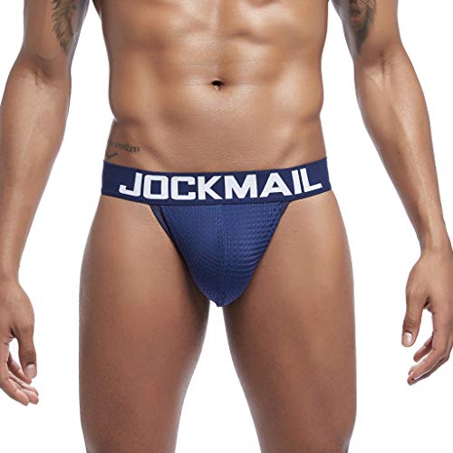 KPILP Boxer Homme - JOCKMAIL Printemps et Eté Hommes Confortable Sexy La Mode Maille Respirant Exercice Fitness Triangle Culottes (Bleu,FR-40/CN-2XL) Cover