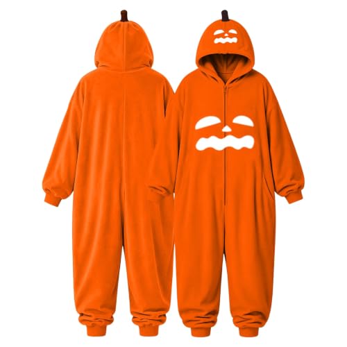 Womens Jumpsuit Pumpkin Onesie Halloween Pajamas Oversized Hooded Sleepwear - image 5