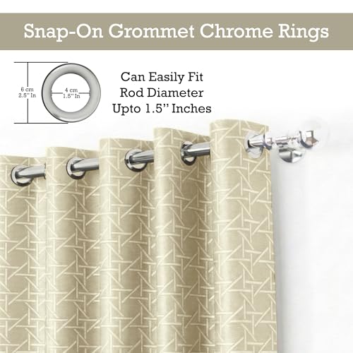 Image of Story@Home 100% True Blackout Window Curtains 5 Feet Long Set of 2 | Geometric Design | Room Darkening Curtain | Thermal Insulated Curtain for Living Room | (118 X 152 Cm, Beige Cream)