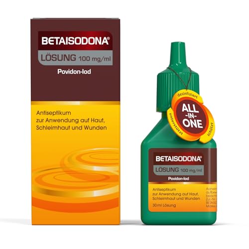 Betaisodona® Lösung 30 ml – Antiseptikum mit Povidon-Iod zur Desinfektion von Haut, Schleimhaut & Wunden – wirkt schnell & schonend – auch für schwer erreichbare Stellen geeignet
