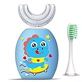 Semloo Kids Electric Ultrasonic Toothbrush with 2 Brushing Heads 6 Modes IPX7 Waterproof Automatic Toothbrush U Toothbrush for 2-7 Years Old Baby Toddler 360° Oral Cleaning