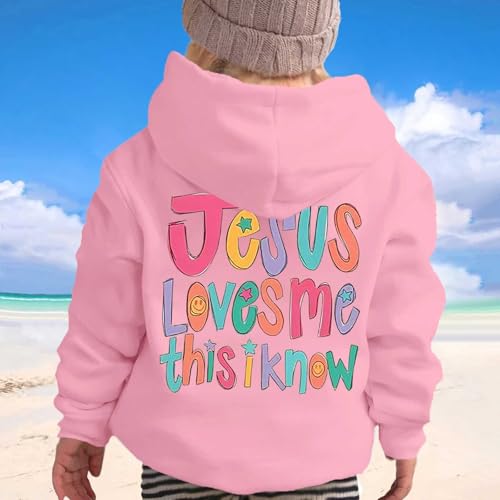 Jesus Loves Me This I Know Hoodies for Teen Girls Trendy Youth Long Sleeve Sweatshirts Tween Tops Preppy Clothes 01 Pink 2-3 Years4
