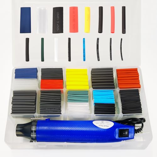 Hangjiatool 580 Pcs Heat Shrink Tubing Kit,Mini Heat Gun for Shrink Tubing,300W/392℉ Heat Shrink Gun,2:1 Wire Heat Shrink Tubing for Wires,Shrink Wrap