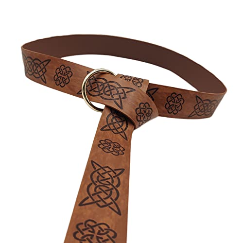 Viking Belt LARP Renaissance Belt Medieval Sabre Belt Celtic Leather Ring Belt for Men Women Knight Archery Belt3