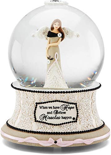 Pavilion Gift Company Modele Hope Musical Water Globe with Tune Wind Beneath My Wings, Reads When We Have Hope and Believe Miracles Happen, 6-Inches Tall