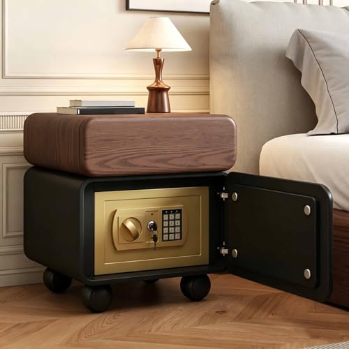 Asiwnshw Mesita de Noche Estilo rústico, Mesa Auxiliar con cajones, Caja Fuerte con Compartimento Oculto, Muebles Modernos de Madera para Dormitorio y Sala de Estar(A,40 * 40 * 50CM)