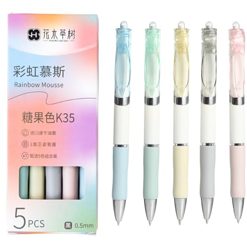 Pack de 5 bolígrafos retráctiles de gel 0.5mm tinta negra