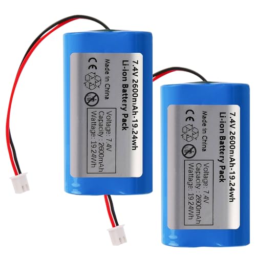 Nzkeuf Lot de 2 Batterie Li-ION 7,4 V 2600 mAh avec connecteur XH 2,54/2P, Batterie Lithium-ION Haute capacité pour Voitures radiocommandées, Haut-parleurs Bluetooth et Outils électriques