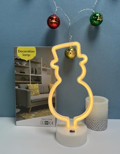 Image of Neon Sign,Snowman Led Neon Lights Signs Christmas Decor, Battery or USB Powered Light Up Acrylic Neon Sign for Christmas,Room Decor Night Light