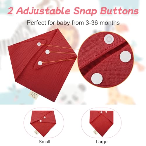 BEBOAN Baby Muslin Bandana Bibs 3-36 Months,8-Pack Cotton Drool Bibs for Baby Girl Boys,Feeding Bib for Toddle Infant Newborn4