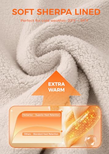 Herberton Men's Casual Henley Sweatshirt New Knit Henley Pullover Heavyweight Longsleeve Insulated Textured Sherpa Lined Warm Classic Vintage Fluffy Indoor Outdoor Thick Henley Sweater Brown L