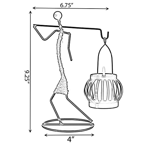 Wire Figure Candle Holder Decorative Modern Tea Light Lantern Tabletop Centerpiece Candle Stand, Back Carry #TOP6