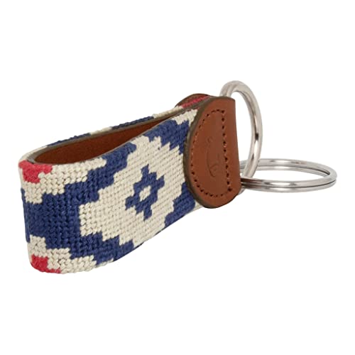 Image of Leather Hand-Stitched Needlepoint Key Fob or Key Chain