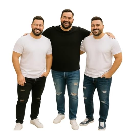 Kit 3 CALÇAS JEANS Masculina RASGADA Plus Size Grande Tamanho 44 46 48 Reforçada 1096 (BR, Numérico, 46, Plus Size, Regular, Sortido)