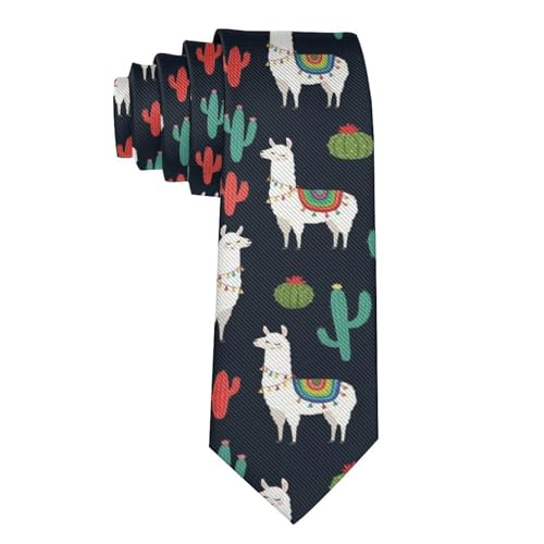 MZERSE Fashion Neckties Mens Shirt Uniform Skinny Tie for Business Holiday Necktie Llama Alpaca Cactus