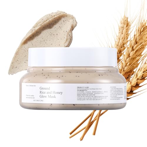 Face Masks Skincare, Ground Rice and Honey Glow Mask, Moisturizing & Hydrating Clay Mask, Deeply Cleansing Skin, Exfoliating and Blackheads, Cleanses Pores