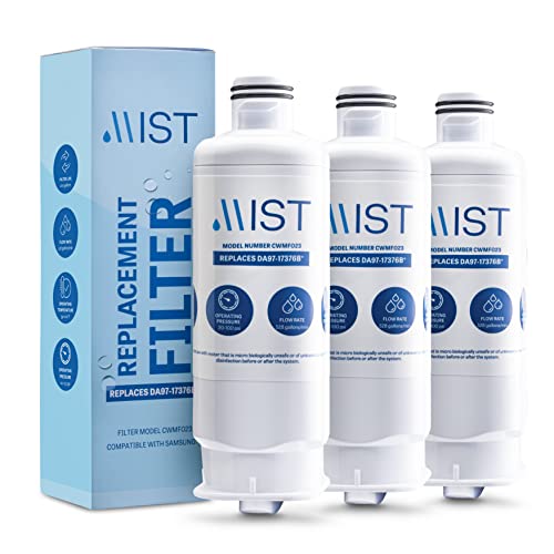 Mist DA97-17376B Water Filter Replacement for Samsung, Refrigerator Water Filter compatible with HAF-QIN, WS645A, HAF-QIN/EXP, DA97-08006C, RF28R7351SG, RF23M8070SR, Samsung Water Filter(3 Pack)