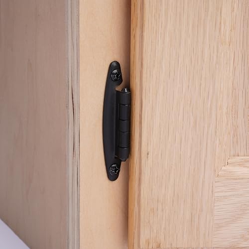 Decobasics Free Swinging 3/8\" Inset Cabinet Hinges Black (50 Pack /25 Pair) for Kitchen Cabinet Doors -Come with Upgraded Matching Screw & Quiet Soft Close Bumper - Thumbnail 5