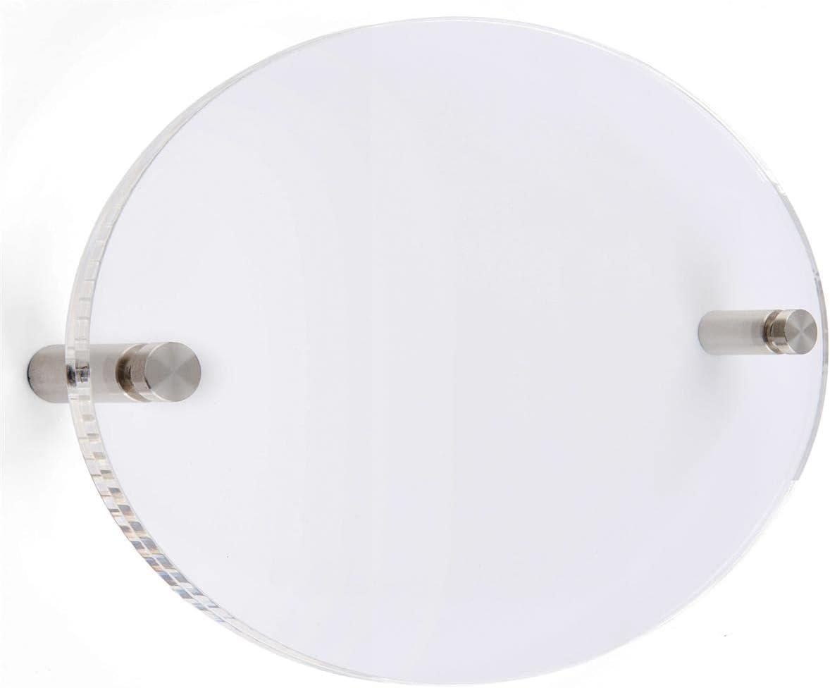 Displays2go 10" x 8" Recycled Acrylic Oval Door Sign, Stainless Steel Mounts, DIY Custom Sign Kit - Clear (EDSIGN108OV)