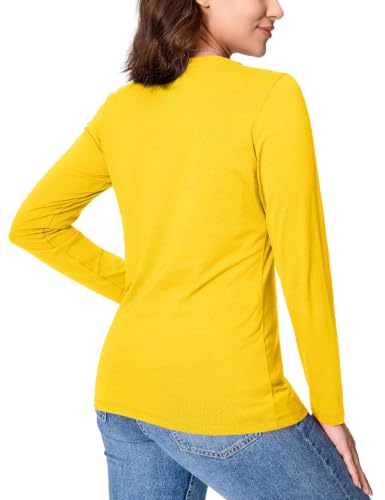 Image of YUCOLEN Long Sleeve Shirts for Women Cotton Crew Neck Casual Tops Fall