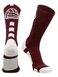 MadSportsStuff Volleyball Logo Crew Socks (Maroon/White, Medium)