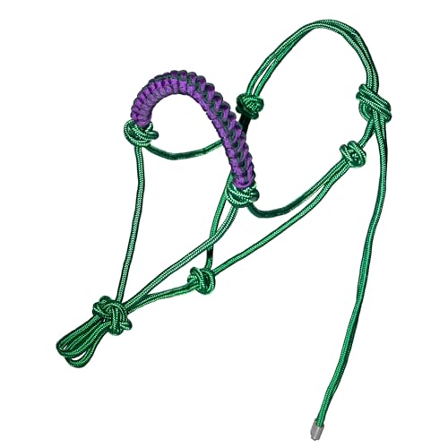 horzmetnex Rope Halters for Horses,Durable Design, Multiple, Beautiful Hand Braided,Horsehead Rope Halter (Intense Green, Standard)