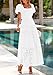 PRETTYGARDEN Summer Dresses for Women 2026 Eyelet Square Neck Puff Sleeve Smocked Wedding Guest Maxi Dress with Pockets (White,Small)