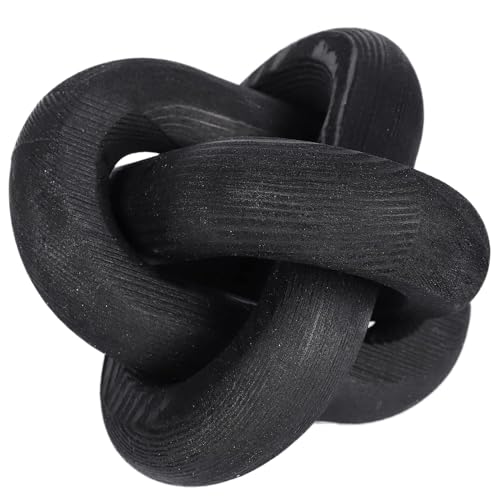 GUDAGUU Wood Knot Decor -Coffee Table Decor Shelf Decor Table Books Hand Carved Home Decoration Boho Country Rustic Modern Shabby Chic Style Decor,White & Black 3 Link Wooden Home Decor (Black)