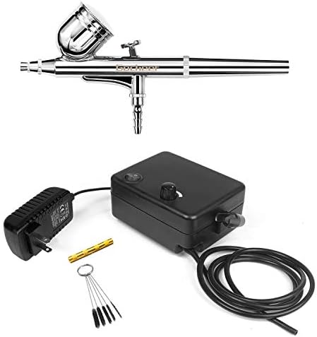 Gocheer Mini Airbrush Paint Spray Gun Sprayer Air Compressor (Silver)