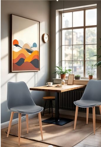Image of Amazon Brand - Umi Eames Nordan Metal Stylish Modern Furniture Plastic Chairs & Wooden Grain Finish Metal Legs & Padded Seat Cushion in White Color