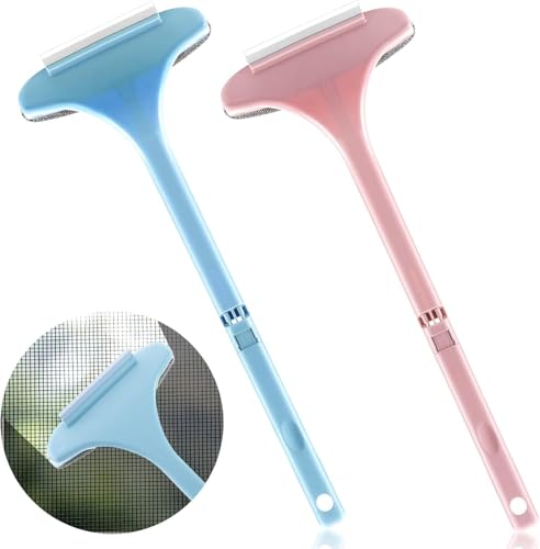 Image of PAXCOO Multifunctional Detachable Glass Screen Window 2-in-1 Mesh Cleaning Brush Wiper with Extended Long Handle Brush Equipment with Handle Mesh Cleaning Tools for Household Multicolor (Pack 1)