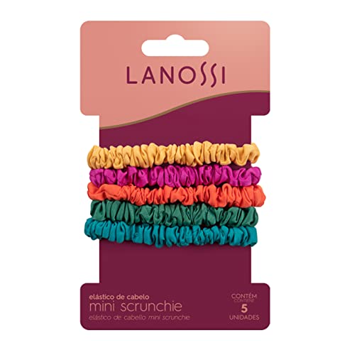 Mini Scrunchie Esmerald - Pacote com 5 Unidades, Lanossi Beauty & Care, Tons Vibrantes