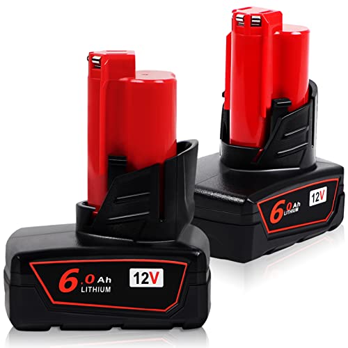 TenHutt 【3RD-Upgrade! 2Pack 6.0Ah 48-11-2440 Battery Replacement for Milwaukee M12 12V Lithium Battery 48-11-2402 48-11-2460