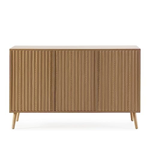 Miniatura 5 de Homn Living Aparador Lluvia 3 Puertas Color Roble, 120 Cm Ancho 40 Cm Profundo 76 Cm Altura