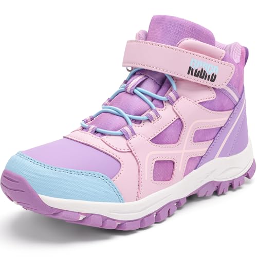 R CORD Kids Waterproof Hiking Boots Girls Hiking Boots Anti Collision Anti-Skid Athletic Outdoor Ankle Adventure Trekking Boots Purple 13 Little kid