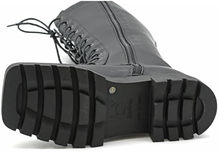 Amazon | by あしながおじさん レースアップブーツ 厚底ブーツ ロング